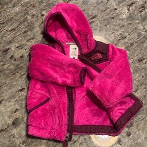 Beautiful and cozy pink North Face hooded infant jacket as 6-12 months